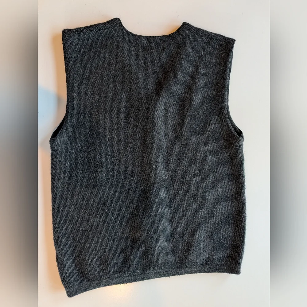 Vintage AKA Eddie Bauer Wool Sweater Vest Made In Australia Charcoal Grey
